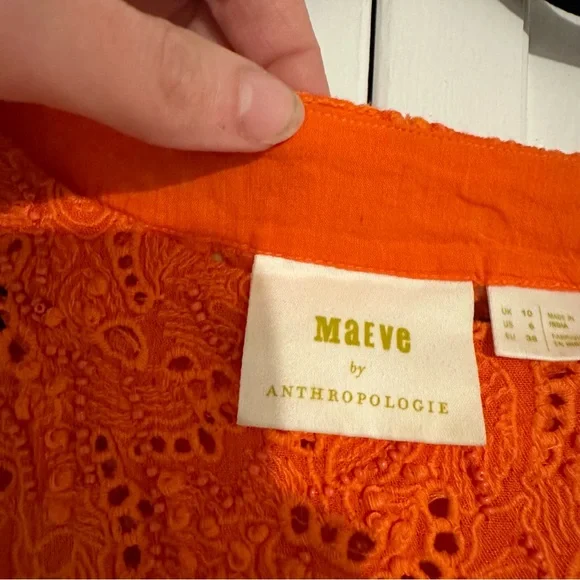 Anthropologie orange lace top with bead detail. - Picture 7 of 9